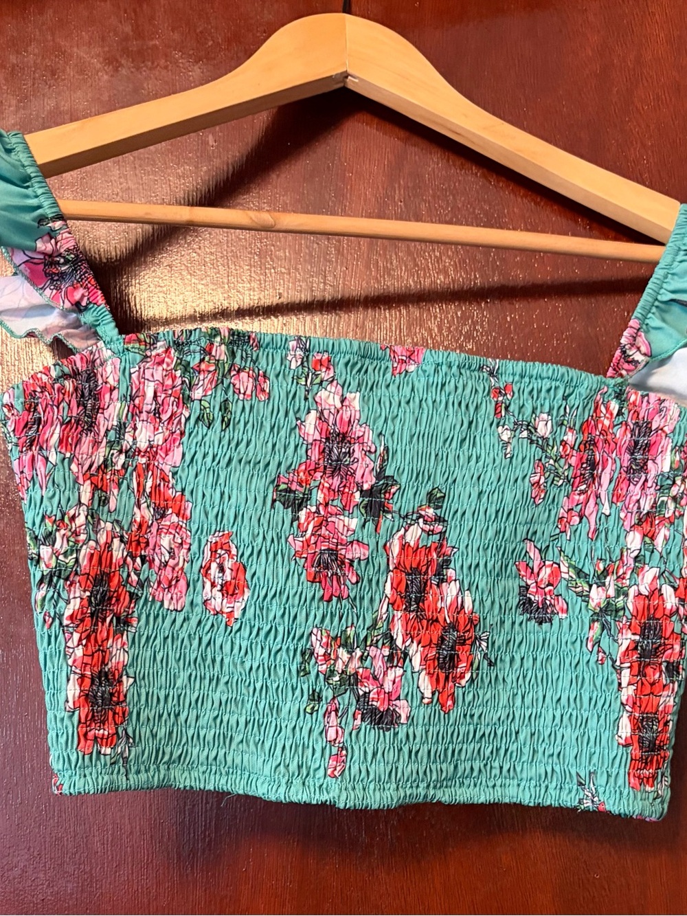 Women’s Skue Smocked Floral Crop Top - Teal Floral